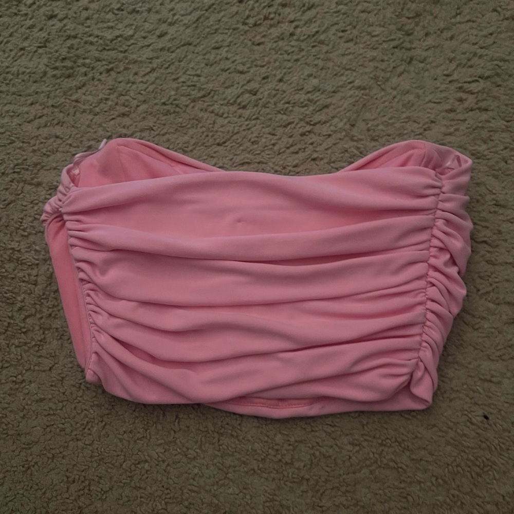 Pink Ruched Tube Top - Picture 2 of 3
